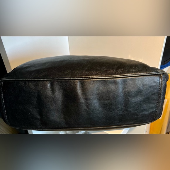 COLE HAAN Leather handbag, Black with gold accents; Good condition - Picture 3 of 12